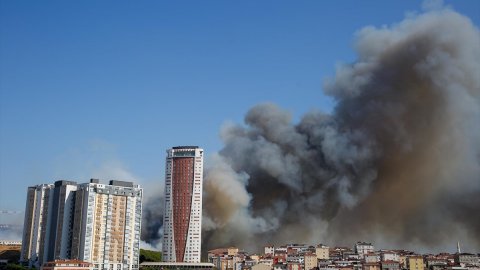 Maltepe'de askeri alanda yangın