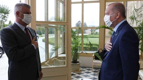 Cumhurbaşkanı Erdoğan, Kosova Cumhurbaşkanı Taçi ile bir araya geldi