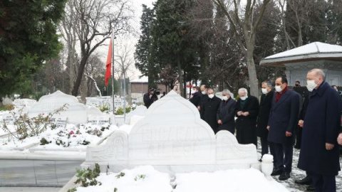 Erdoğan, Necmettin Erbakan'ın mezarını ziyaret etti