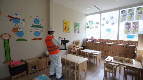 Kartal Belediyesi Yüz Yüze Eğitim Öncesi Okullarda Dezenfekte Çalışması Başlattı