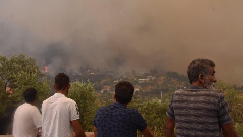 Milas'taki yangında rüzgarla yön değiştiren alevler Bodrum'un Mazı Mahallesi'ni yaktı