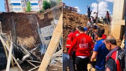 Bitlis'teki bir inşaat alanında toprak kayması nedeniyle 2 işçi yaralandı