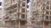 Elazığ’da kontrollü yıkım sırasında binanın bir bölümü çöktü: O anlar kamerada!