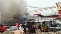 Ünye Limanı'nda gemi yangını: Maddi hasar meydana geldi