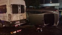 Sarıyer'de otomobil kazası: Doğalgaz kutusuna çarptı!