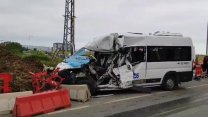 Silivri'de işçileri taşıyan servis minibüsü ile midibüs çarpıştı