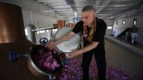 Memleketinde fabrika kuran şarkıcı Berdan Mardini işlenecek güllerin hasadını yaptı