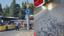Ataşehir'de faciaya ramak kaldı: Otobüsün camından direk girdi!